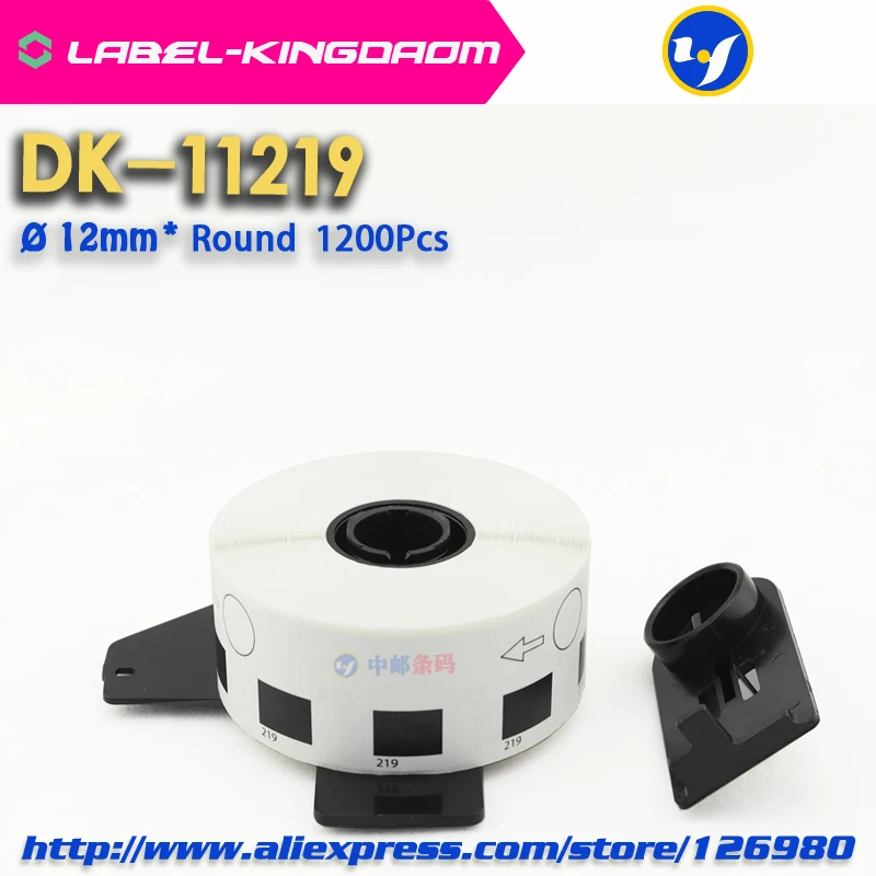 2 рулона для заправки Совместимый DK 11219 диаметр этикетки 12 мм круглый 1000 шт