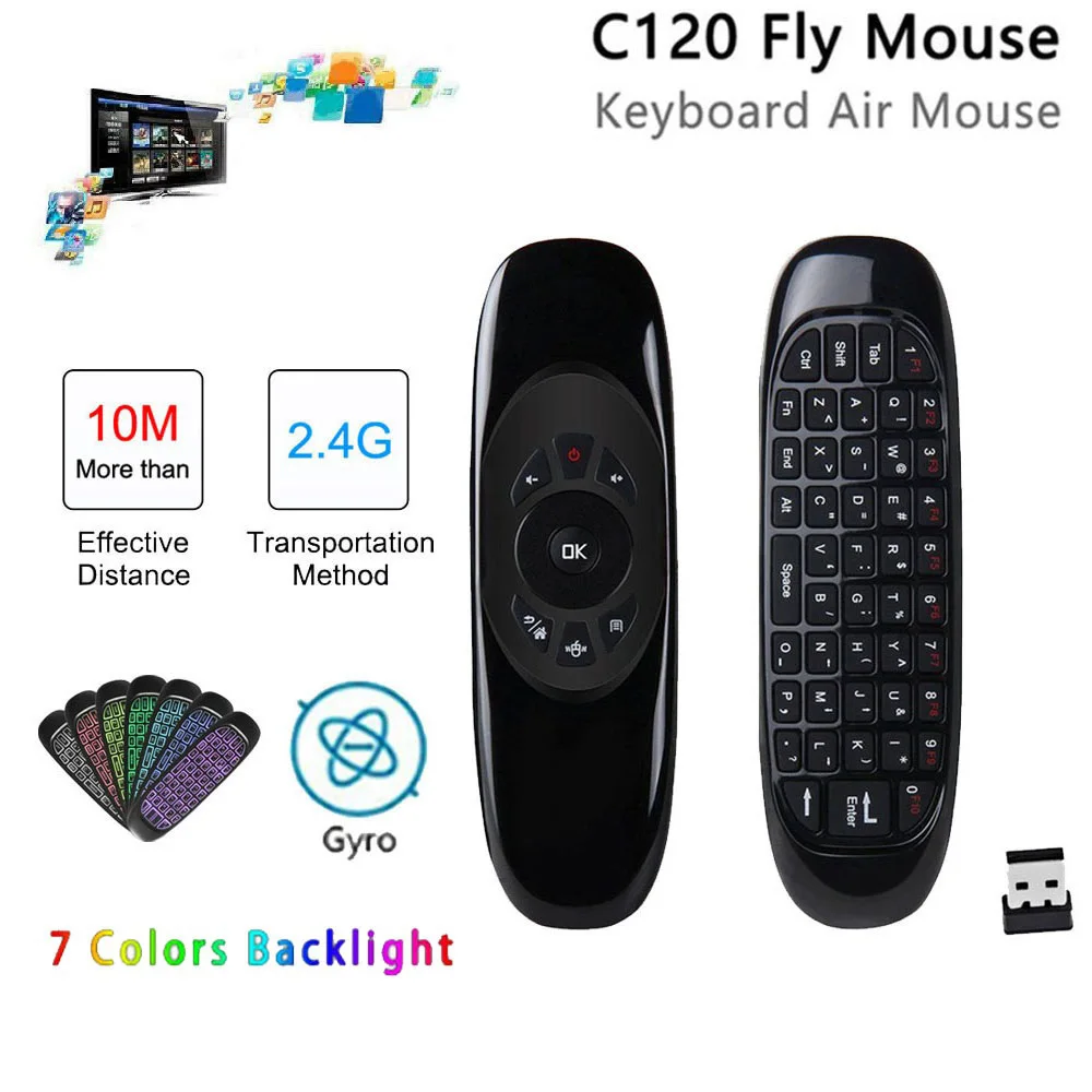 C120 2,4G Mini Air mouse Gyro Беспроводная клавиатура Пульт дистанционного управления для Smart tv Box абсолютно и высококачественный