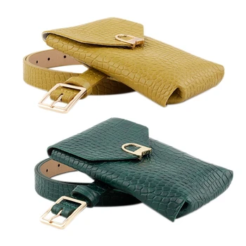 

Square Buckle Belt Purse Women's Crocodile Simple Coin Purse Removable 2 Pieces