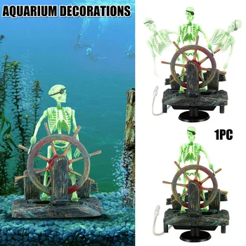 

Aquarium Pirate Captain Decoration Landscape Skeleton Ornament Fish Tank Plastic Resin for Freshwater Saltwater Aquarium _WK