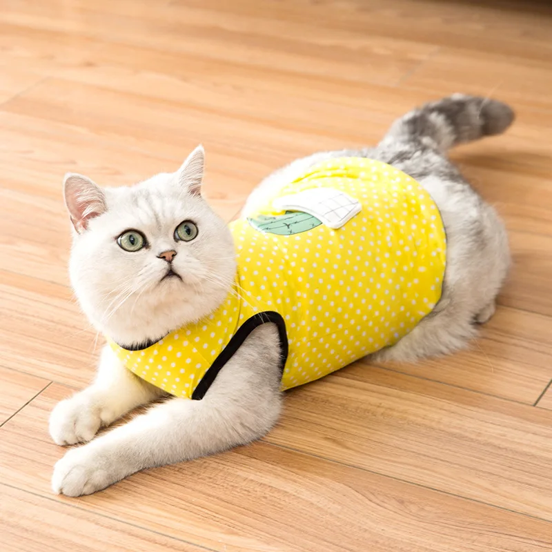 Summer Cat Vest Cute Three-dimensional Flower Pot Thin Anti-Falling Breathable Cat Dot Pure Color Cotton Pet Clothes