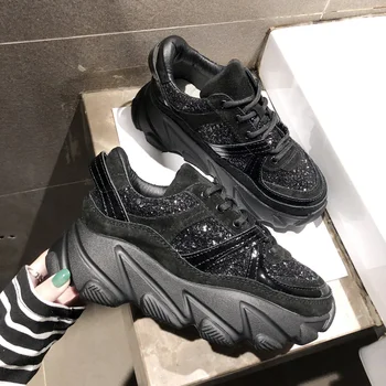 

Luxury Women Casual Sneakers Spring Sneakers Summer Sequins Women Shoes Lace Up Female Boots Comrfortable Platform Shoes Women