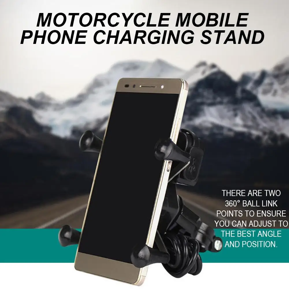 

Universal Motorcycle Phone Holder Waterproof With USB Charger 360-degree Rotating Mobile Phone GPS ATV Scooter Boost