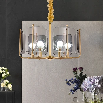 

Nordic Light luxury personalized glass chandelier glass art duplex villa dining room living room decorative Chandelier