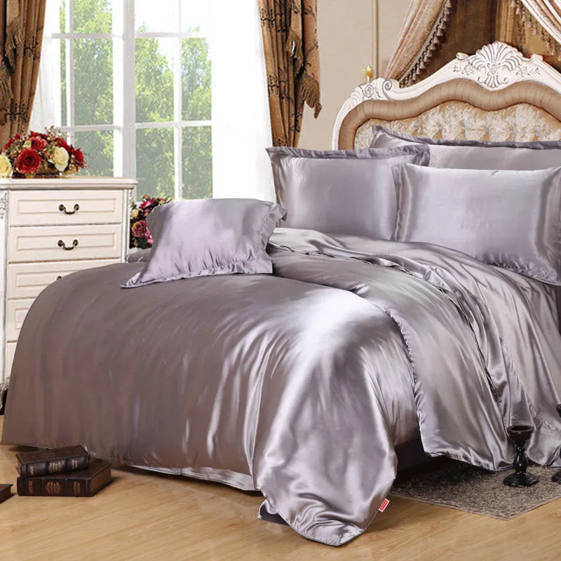 5 Yimeis Satin Bed Linen Modern Comforter Bedding Sets Queen Solid Color King Comforter Set BE47120 - Цвет: 5