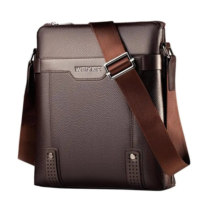 Light Brown Однотонные сумки через плечо, деловые мужские Сумки из искусственной кожи, сумки-мессенджеры через плечо - Цвет: Light Brown