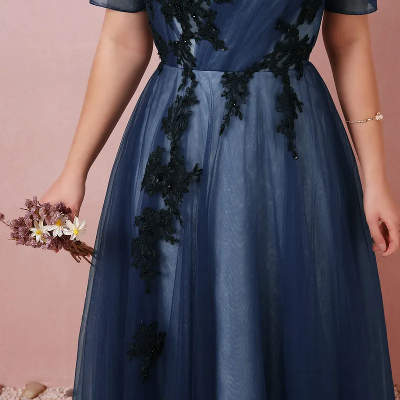 Элегантное Двухслойное Тюлевое ТРАПЕЦИЕВИДНОЕ Плиссированное кружевное платье в пол с аппликацией иллюзионное кружевное платье вечерние платья для женщин