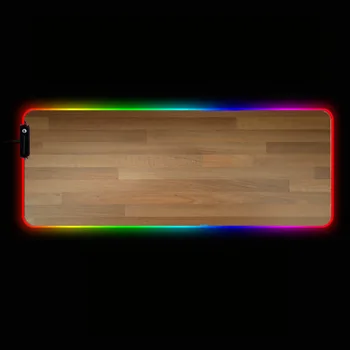 

Mairuige Brown Wooden Floor Gaming Gamer Computer Mousepad RGB Backlit Mause Pad Large Mousepad XXL for Desk Keyboard LED Mat