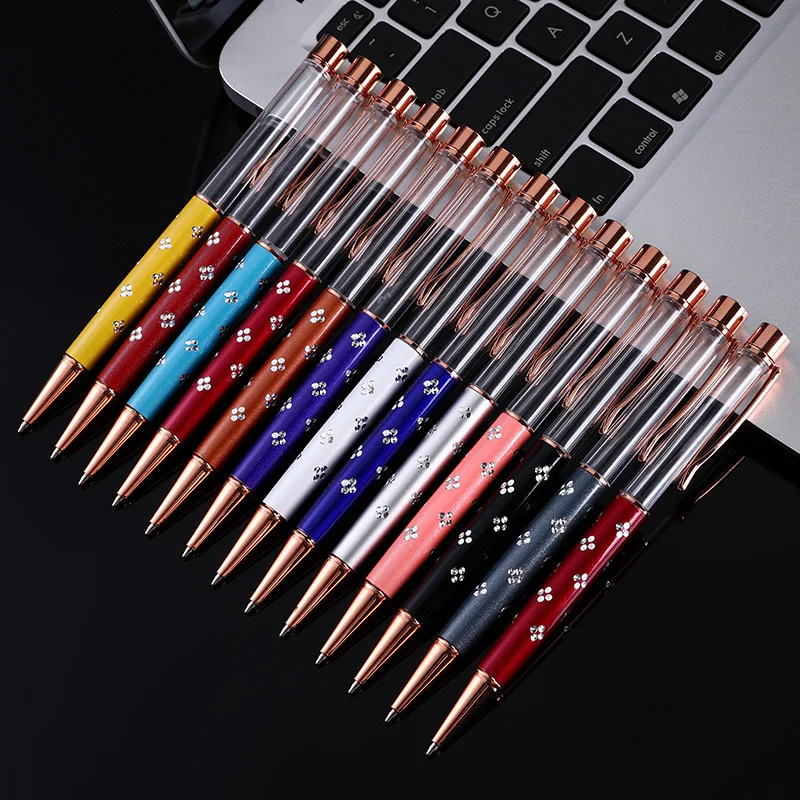 

Engraved empty rod crystal point pen, handmade diy diamond metal pen, creative stationery, signature pen