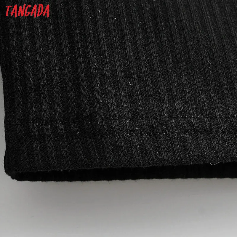 Tangada модная женская элегантная черная футболка с дырками, рубашки с открытыми плечами, водолазка с длинным рукавом, повседневные тонкие дизайнерские топы QJ104
