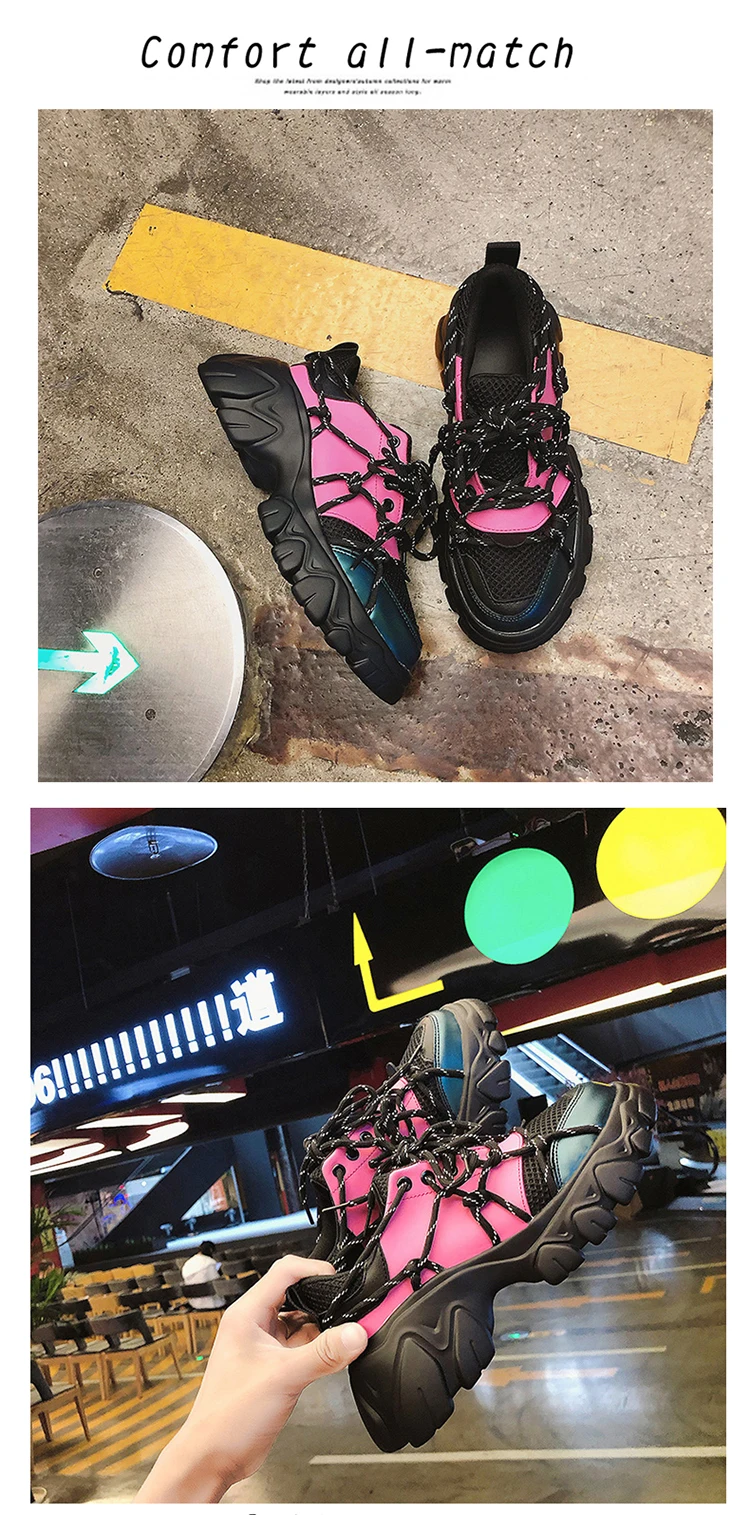 Spring Autumn Women Lace Up Casual Chunky Shoes Comfortable Platform Shoes Woman Sneakers Ladies Trainers Chaussure Femme