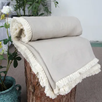 

Double linen fringed blanket 100% linen blanket for bed,sofa