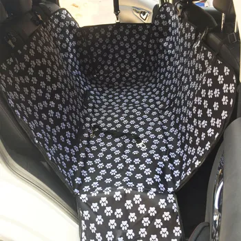 

Wholesale Oxford Footprint Dog Carriers Rear Back Waterproof Pet Dog Car Seat Cover Mats Hammock Protector With Safety Belt