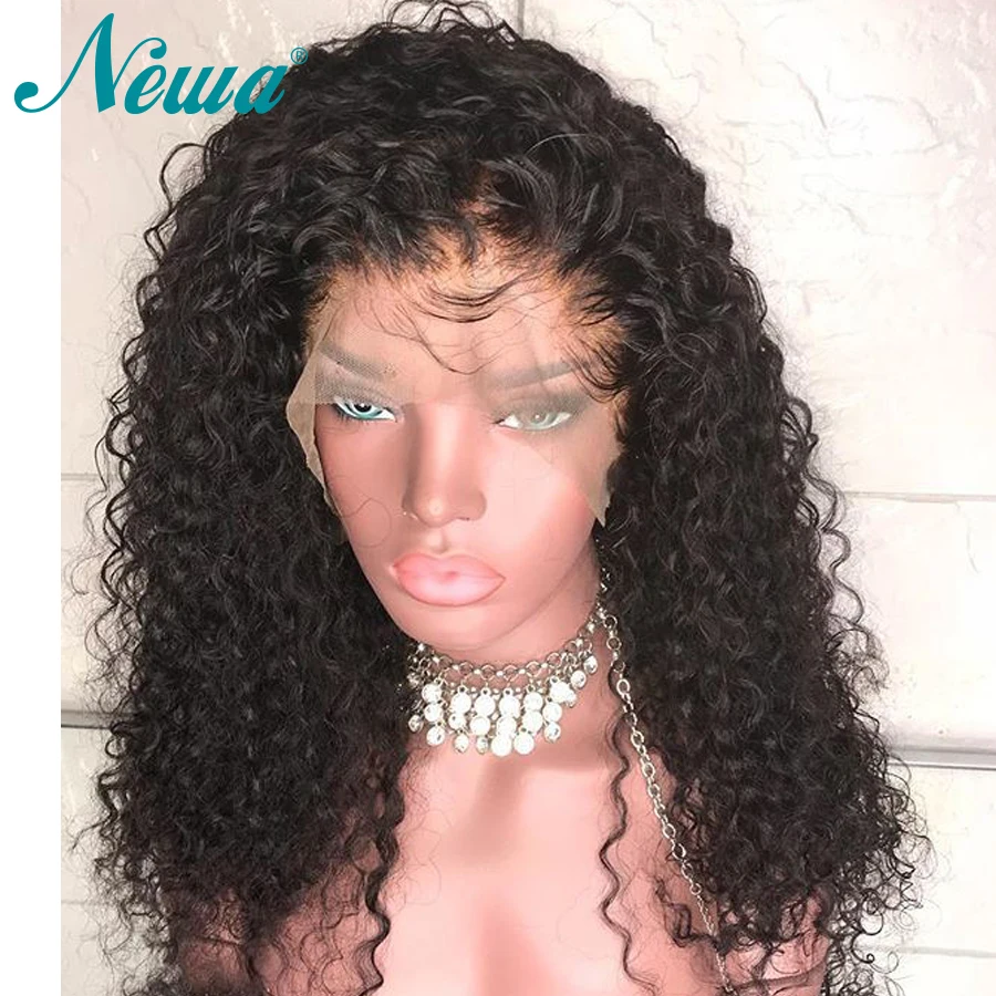 Newa волосы 360 синтетический фронтальный парик с волосами младенца бразильские волосы remy кудрявые человеческие волосы парики предварительно сорвал для черных женщин
