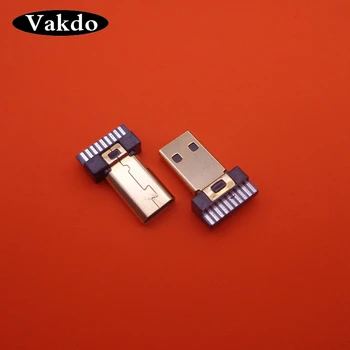 

30pcs/lot Gold-plating Micro USB HDMI Male Plug Jack Connectors socket with PCB Plug charging port replacement repair parts