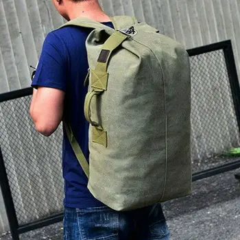 

Outdoor Mens Canvas Travel Backpack Rucksack Hiking Travel Satchel Military Bags