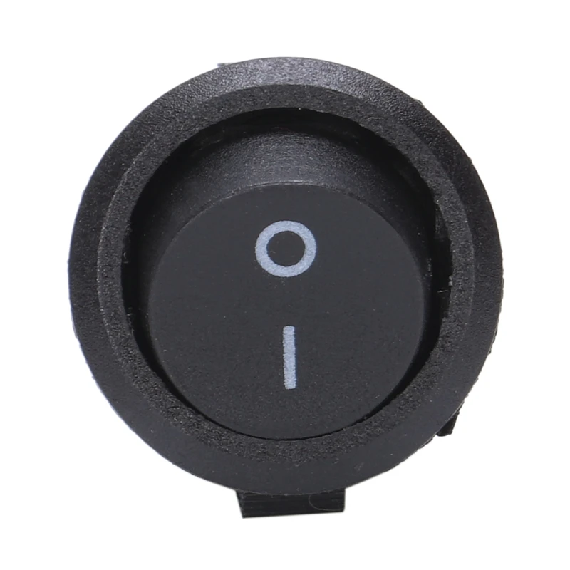 5 Pcs SPST Black Button On/Off Round Rocker Switch AC 6A/125V 3A/250V