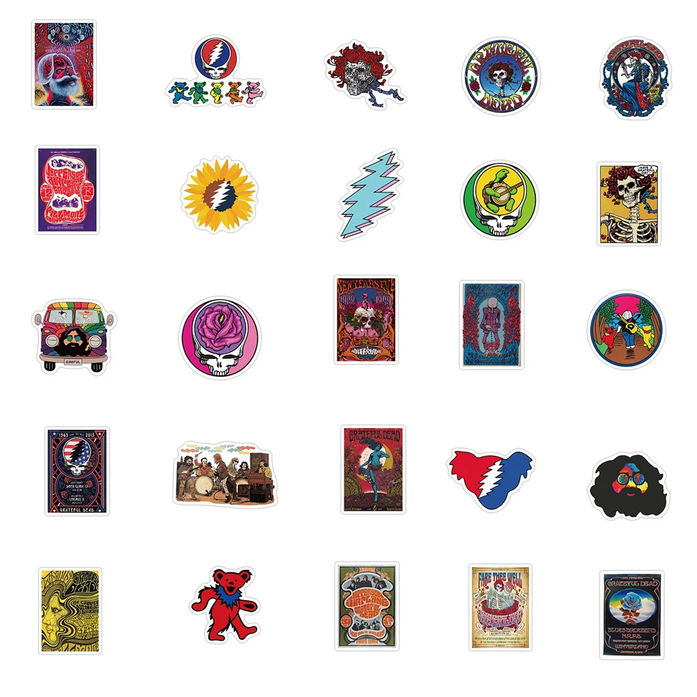 10/30/50PCS Rock Band Greatful Dead Graffiti Sticker Decorative Luggage Guitar Waterproof Wholesale