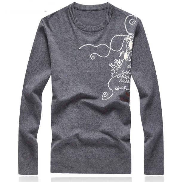 Серый PVIVIYONG new arrival autumn high quality printed sweater men,men's casual pullovers 9882 - Цвет: Серый