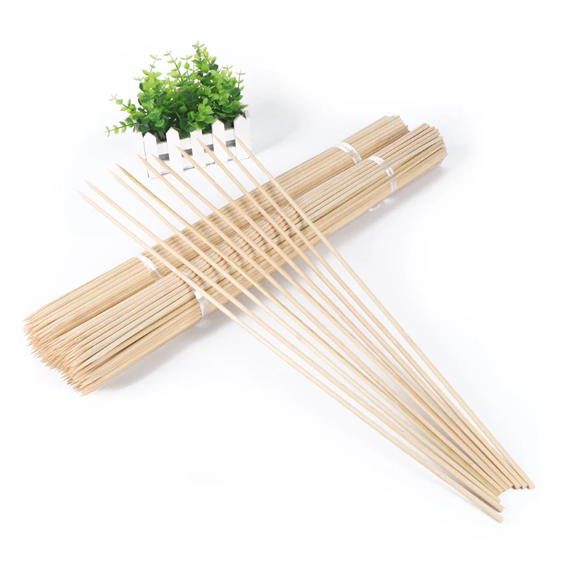 100pcs 40cm*4mm Bamboo Barbecue Skewers Grill Shish Kabob Natural Wood BBQ Sticks Disposable Meat Fruit Stick Outdoor Picnic