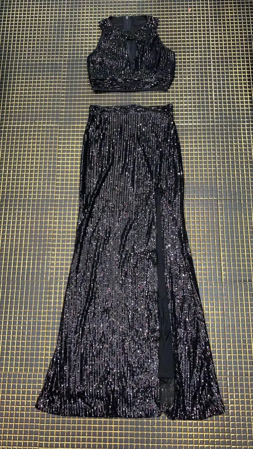 Новинка, женское черное платье из двух частей, Vestidos, без рукавов, для знаменитостей, для вечеринки, бодикон, бандажные платья