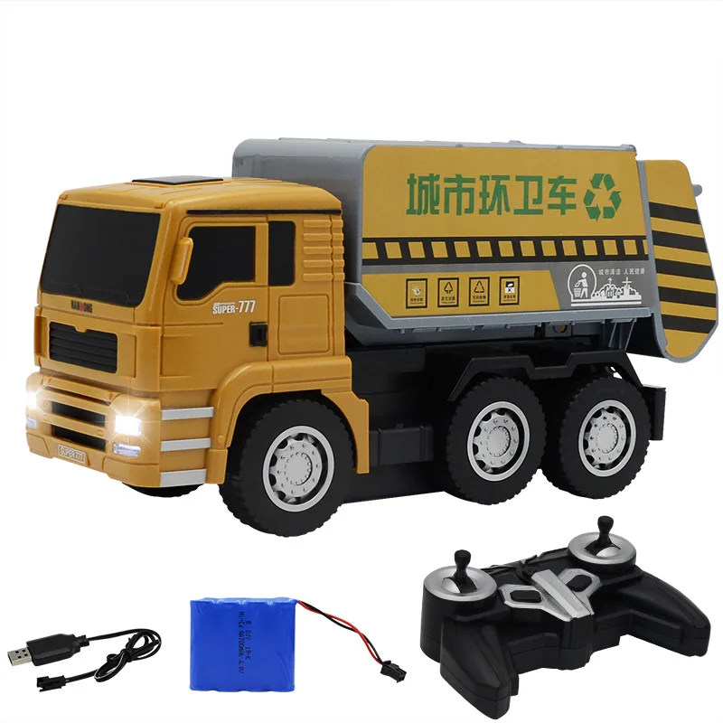 

RC Sanitation Vehicle Remote Control Truck Toy 2.4Ghz 8-Channel 1:24 Simulation Engineering Transportation Car Model Boy's Gift