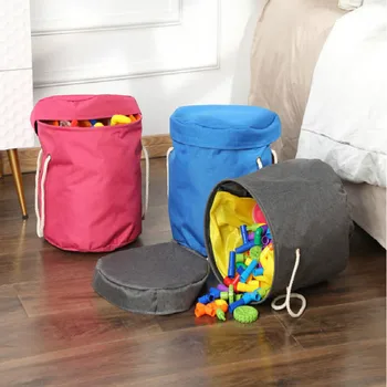 

Simple Toy Storage Bucket Fast Small Part Sundries Buggy Bag with Rope Handle Home Finishing Double Layer Tool Storage Barrels