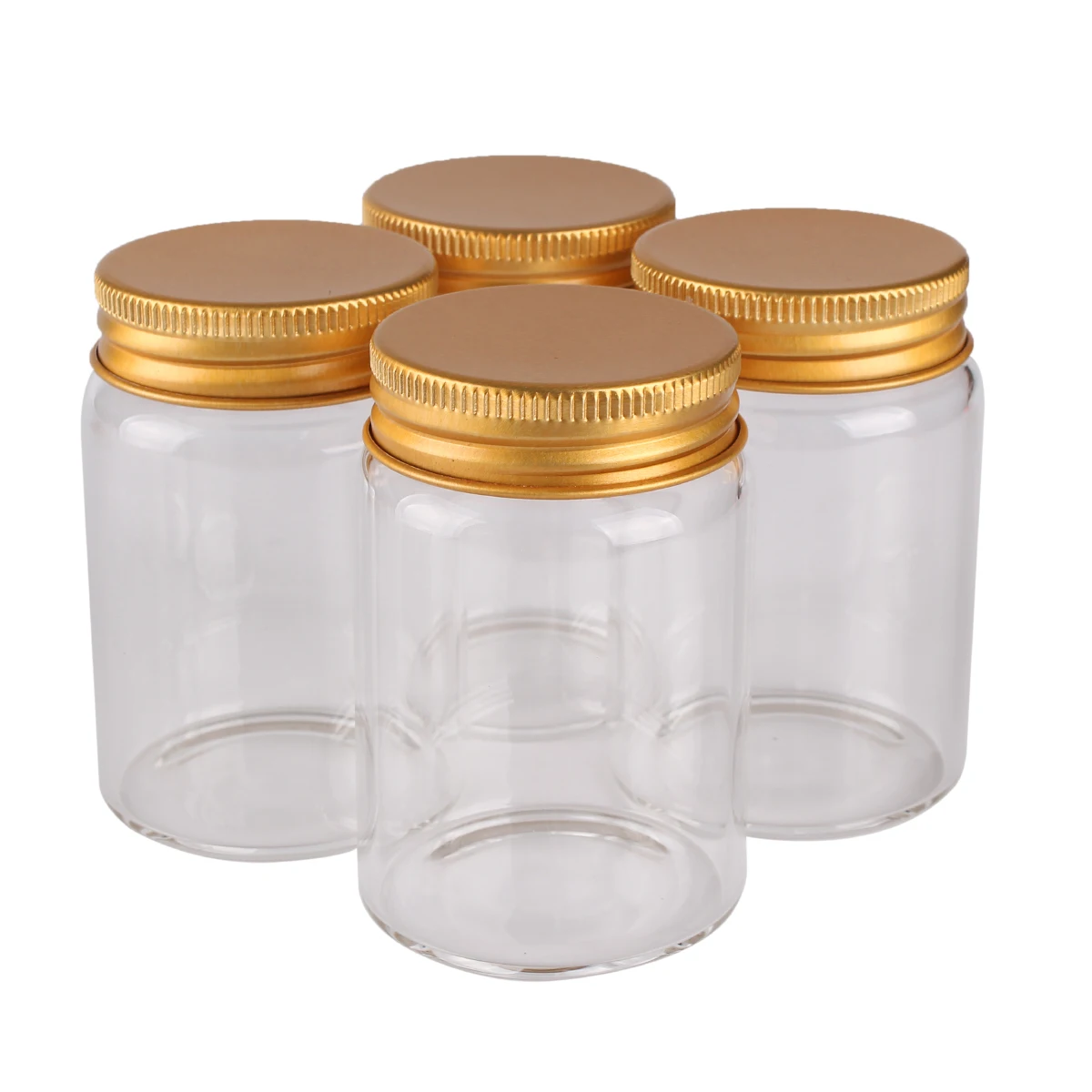 12 pieces 80ml 47*70*34mm Glass Bottles with Golden Aluminum Caps Spice Bottles Pill Container Candy Jars Vials for Wedding Gift 5