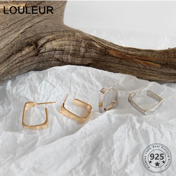 

LouLeur Real Sterling 925 Silver Rhombus Earrings Minimalist Geometric Silver Earring for Women Fashion Luxury Jewelry Girl Gift