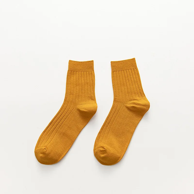 VERIDICAL Combed cotton party dress crew Socks solid Candy color business striped breathable happy weed socks sokken brand - Цвет: Цвет: желтый