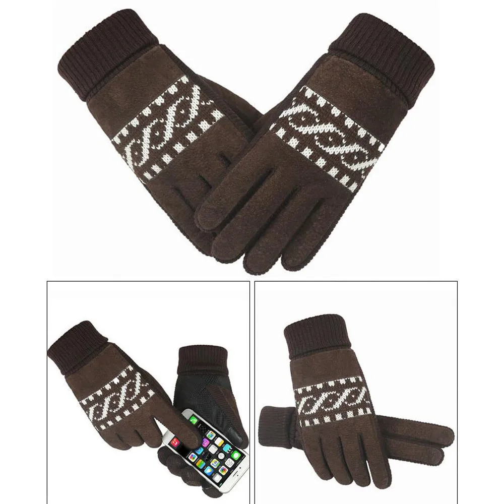 Мужские зимние перчатки из искусственной кожи Guantes с сенсорным экраном, толстые перчатки для вождения, мужские мотоциклетные теплые перчатки guantes