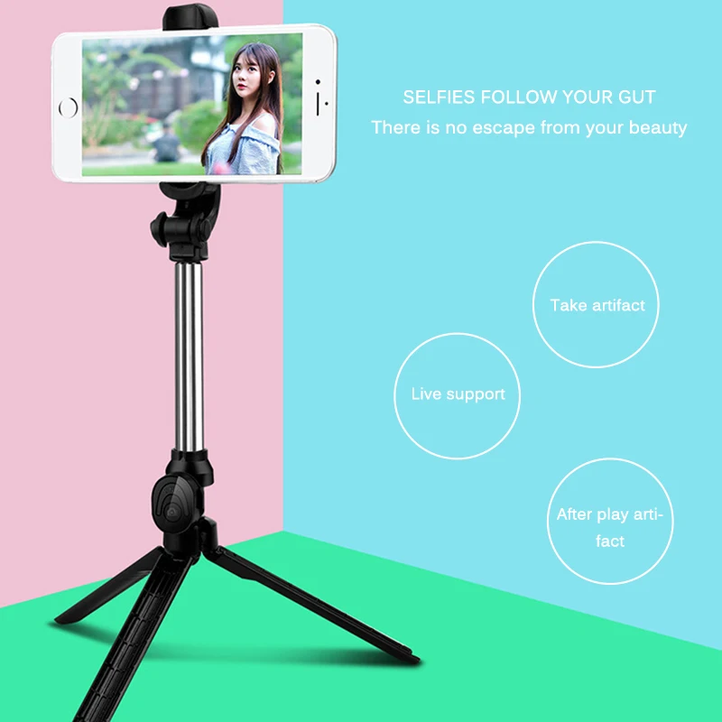 NEW Retractable Handheld Tripod Selfie Stick Bluetooth Extendable Monopod Selfie Stick Tripod for iPhone Samsung HuaWei XiaoMi