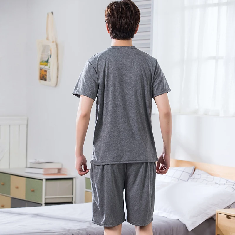 New O-Neck Full Cotton Mens Summer Short Sleeve Shorts Pajamas Set Big Size L-4XL Sleepwear Leisure Suits Nightwear Pijamas HDE cotton pajama pants