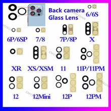 

10pieces Rear Back Camera Lens For iPhone 6Plus 6S 7 8Plus X XR XS 11 12 Pro Max Glass Cover with 3M Sticker