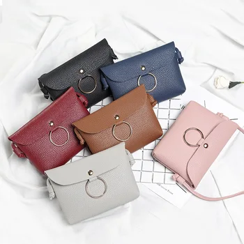 

DOLOVE Ladies Iron Ring Coin Bag Stall Wholesale 2020 Summer Crossbody Bag Casual New Litchi Pattern Single Shoulder Messenger