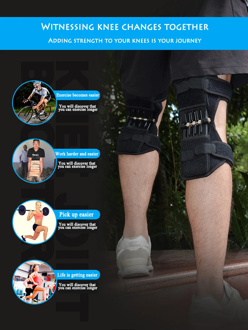 Joint Support Knee Booster Breathable Non-slip Power Lift Joint Support Knee Pads Powerful Rebound Spring Force Knee Pads