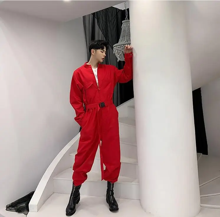 SHENGYUJIN S~ 2XL! Осень Ретро оснастки комбинезон мужские ins тренд брюки хип хоп Свободные Комбинезоны мужской костюм