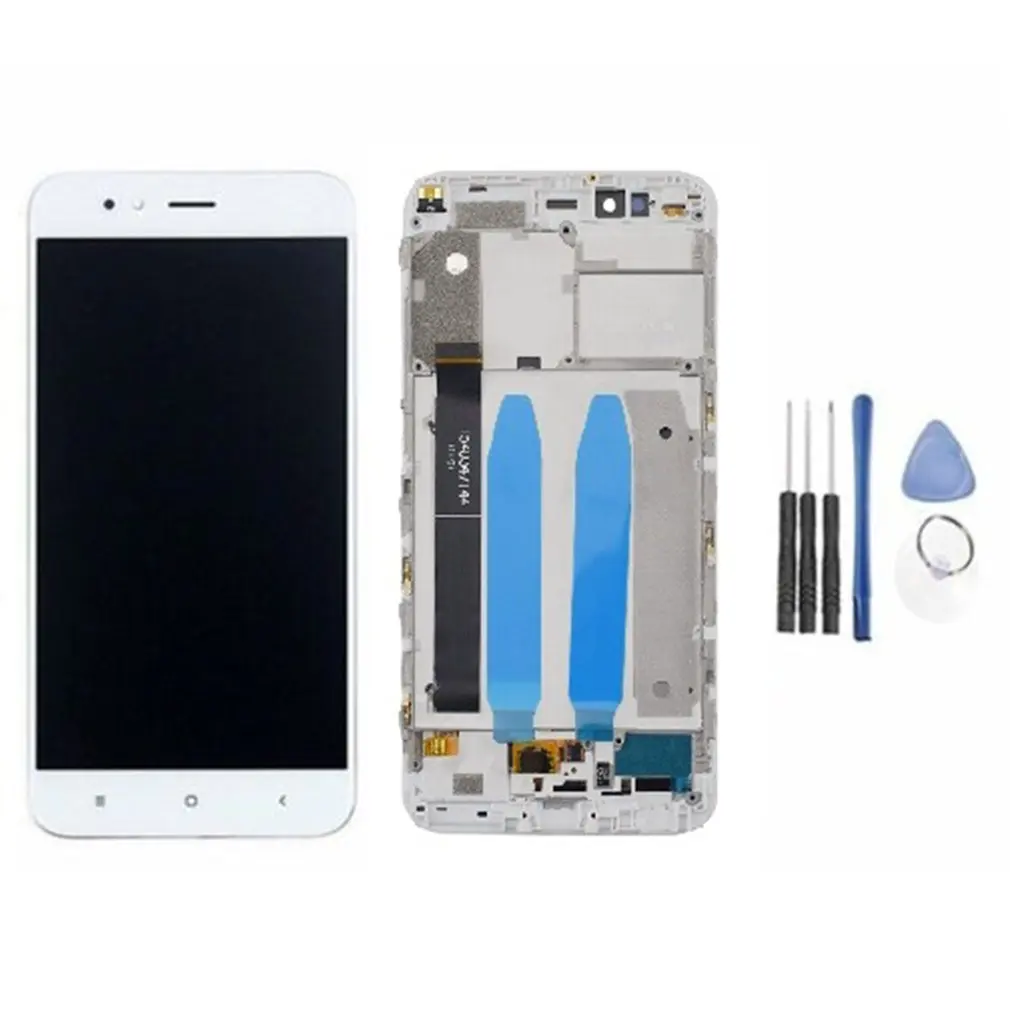 with frame white Для Xiaomi mi A1/mi 5X стекло ЖК-дисплей сенсорный экран монтажная панель оптическая рамка экран дигитайзер Запасная часть - Цвет: with frame white