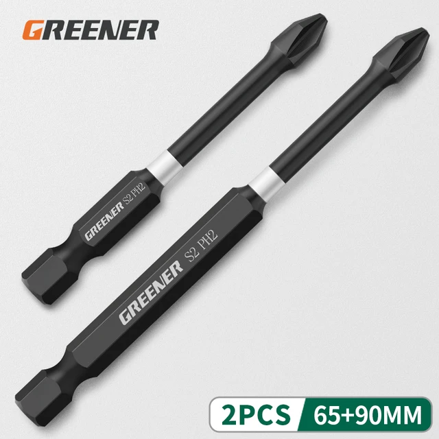 Greener Impact Strong Magnetic Batch Head Cross High Hardness Hand Drill Bit Screw Electric Screwdriver Set 50 65 70 90 150mm 65 90mm 2pcs