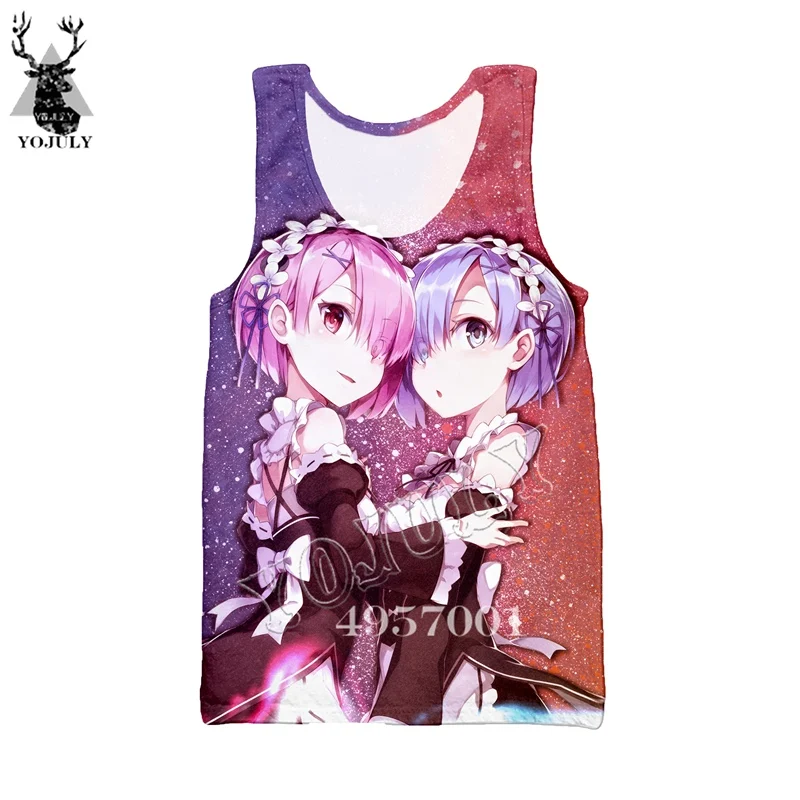 Re: zero сестры-близнецы, горничные рам и рем, 3D принт, аниме, Harajuku, майка, мужская повседневная майка, летняя, унисекс, Забавные топы без рукавов, Y881 - Цвет: 10