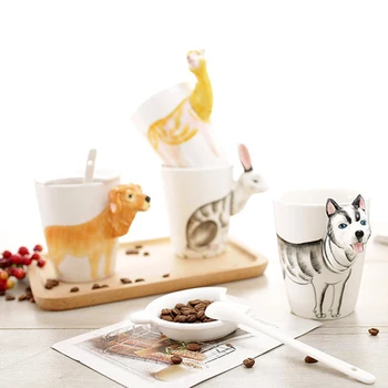 

400 Ml 3D Stereo Milk Cup Hand-painted Ceramic Cup Cute Cartoon Mug Coffee Cups Animal Shape Mugs Drinking Cups Home Crafts