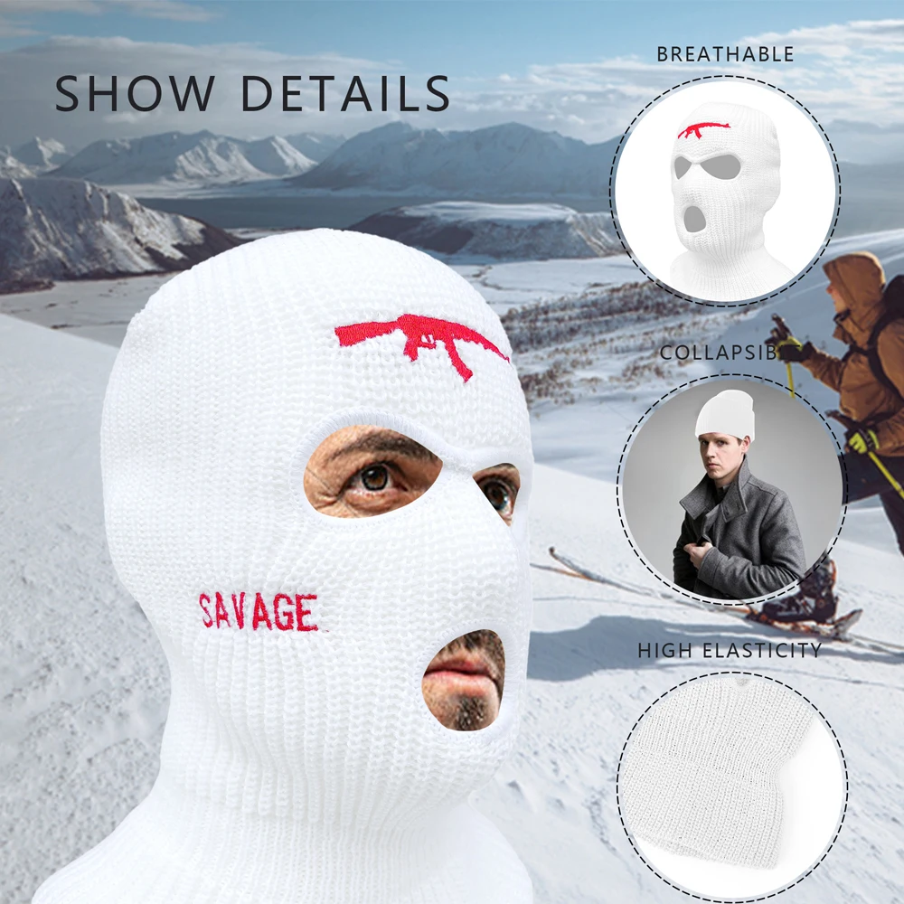 Fahison Neon Balaclava Three-hole Ski Mask AK47 Tactical Mask Full Face Mask Winter Hat Party Mask Limited Embroidery Gifts 2022 new era skully beanie