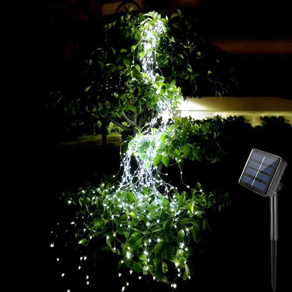 Solar Branch Fairy Lights, Waterfall Vine String Lights Waterproof Hanging Twinkle Fairy Lights Copper Wire LED Solar Lights solar pathway lights