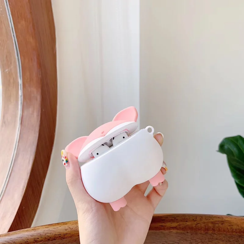 Чехол для AirPods с милым мультяшным медведем пандой кроликом из силикагеля, чехол для наушников s для Apple Airpods 2, Защитная крышка с кольцом на палец