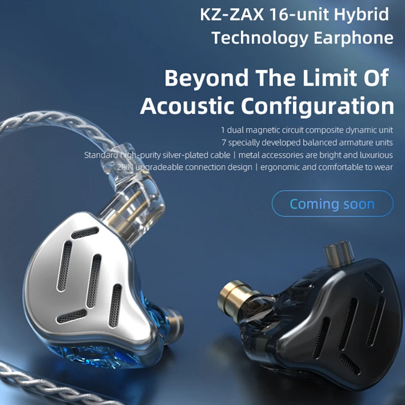 KZ ZAX 7BA+1DD In Ear HIFI Bass Earphones Monitor