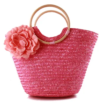 

Beach Rattan Straw Polyester Bag Fashion Leisure Straw Quality Craft Paper Holiday Weaving Handbag Beach Bags
