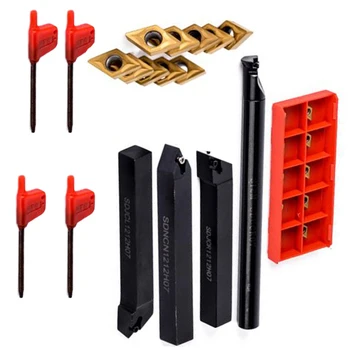 

18pcs Carbide Indexable Inserts Alloy Steel Holders Lathe Wrenches Replacement