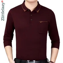 Брендовая Повседневная однотонная одежда для фитнеса, зимняя плотная Теплая мужская рубашка поло, мужские поло из джерси, футболки, платья, мода 93041