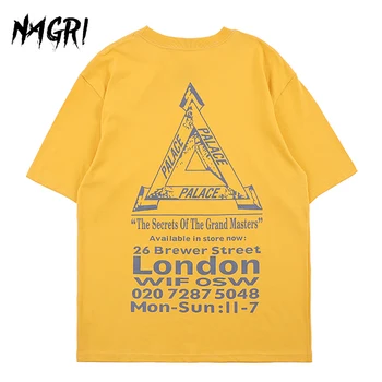

NAGRI T Shirt Men Short-sleeve O-Neck Tees Triangle Print Summer Oversize Tops Hip Hop Cotton Casual Male Tops T-shirts