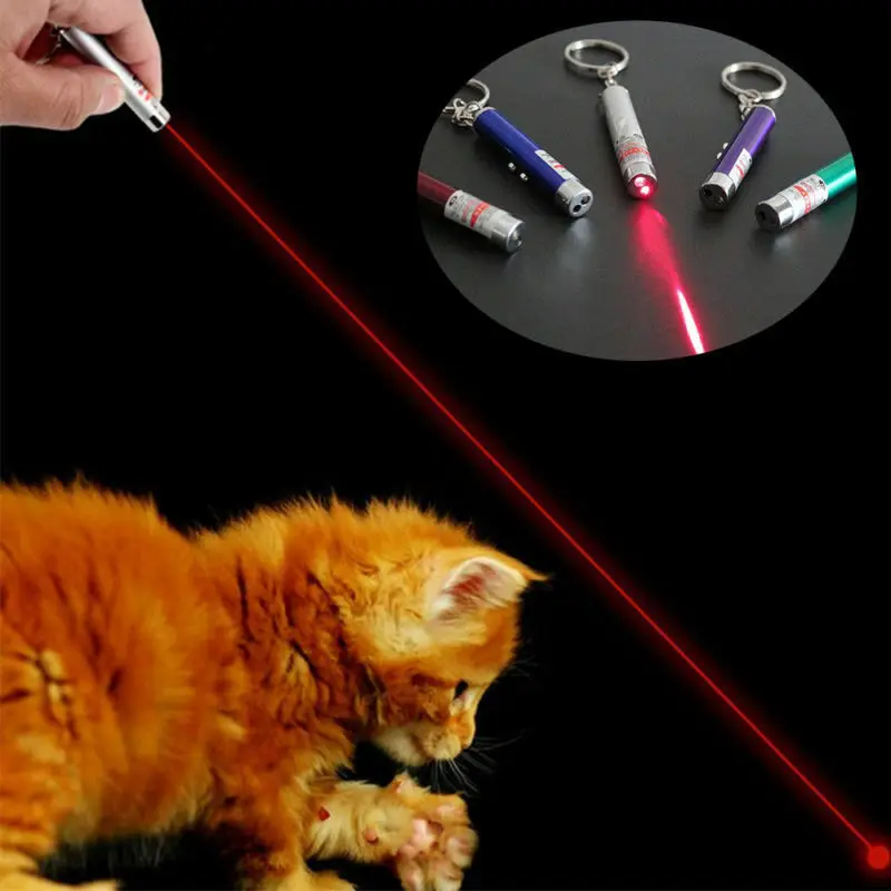 1 шт. Забавные игрушки цветной светодиодный лазерный Популярная ручка для домашних животных случайный красный Забавный светильник для кошек белая указка